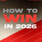 A promotional graphic for a series titled "How to Win in 2026." The design features an aerial view of runners on a bright red athletic track, with long shadows cast against the lanes. The top of the image includes event details: "4 January 2026," "9:15 AM or 11:15 AM," and the location "SACS Junior School."